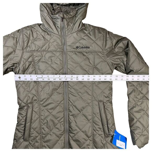 Columbia Copper Crest Quilted Puffer Jacket Heavy Green Hooded Size X Small - Picture 6 of 7